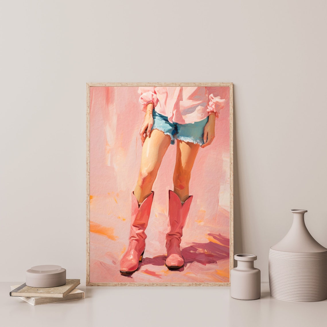 Retro Cowgirl Wall Art Print Aesthetic Minimal Western Decor Pastel Pink Boho Eclectic Artwork Trendy Girly Poster P 400 - Image 3