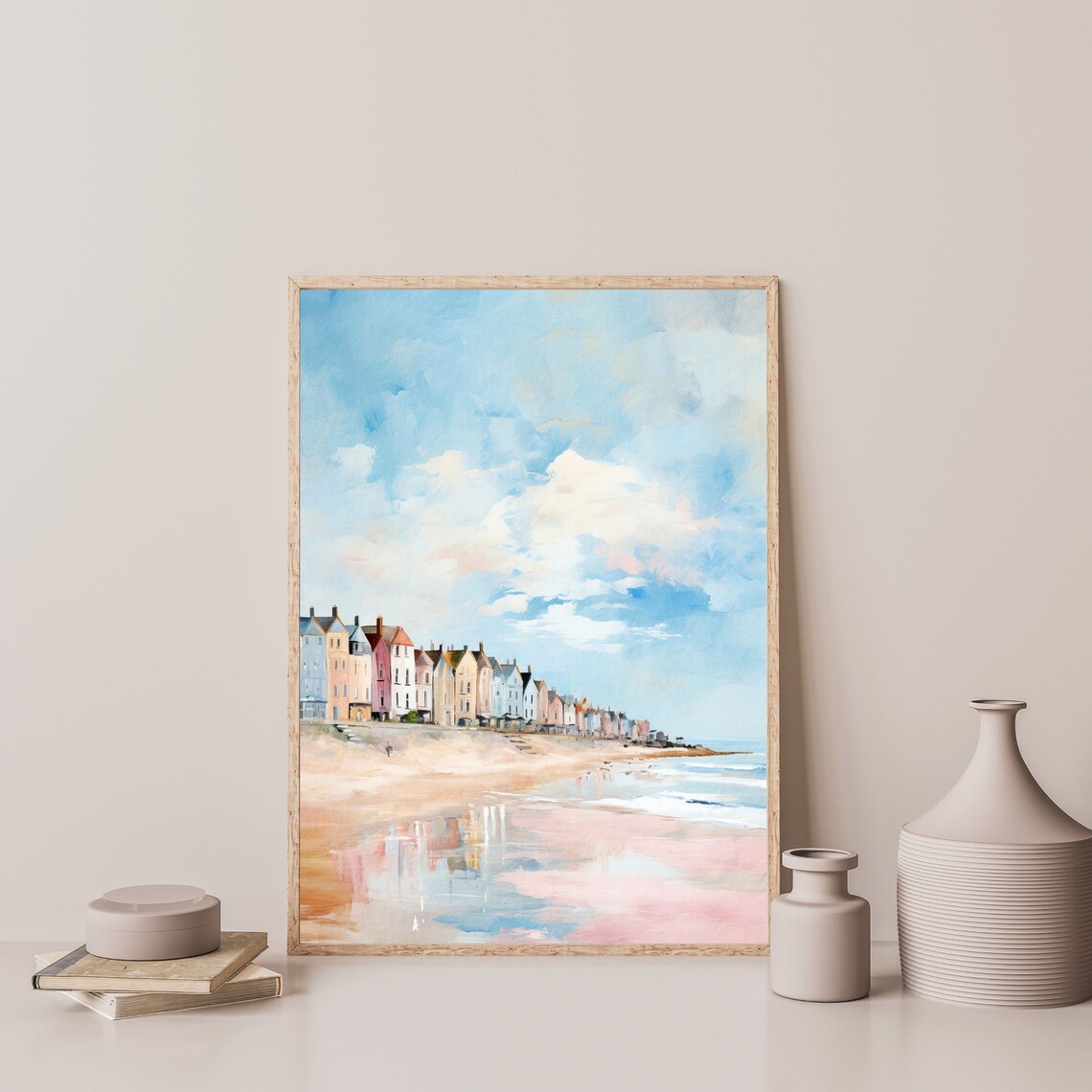 Retro Coastal Town, Minimal Beach Homes Art Print - Image 3