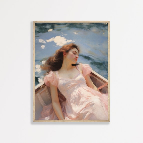 Retro Vintage Woman Portrait Art Print, Minimal
