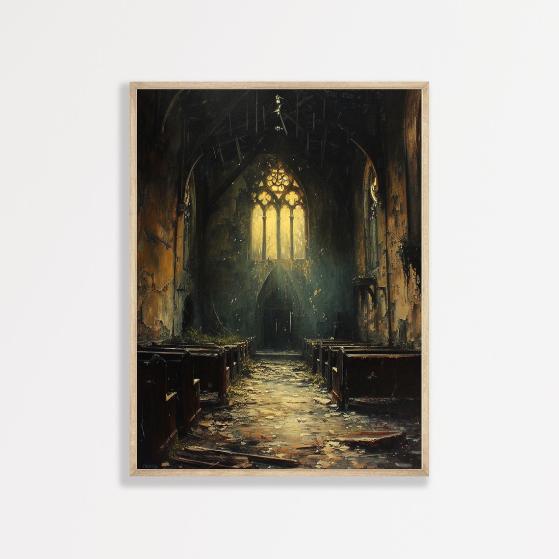 Moody Church Painting Dark Academia Decor Cottagecore Dark Aesthetic Prints Vintage Antique Wall Art P 428