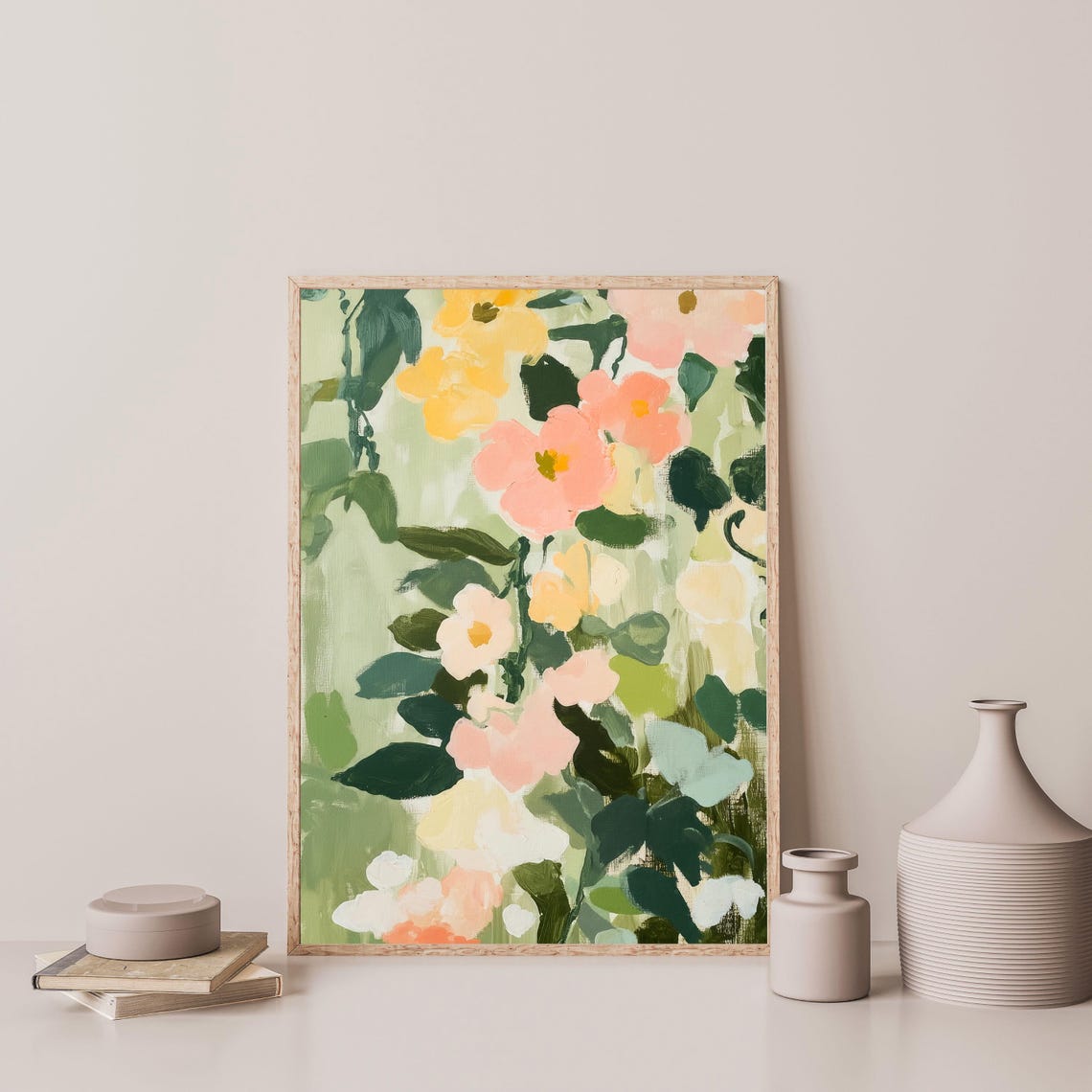 Blush Garden Roses Impressionist Floral Pastel Botanical Art Print - Image 3