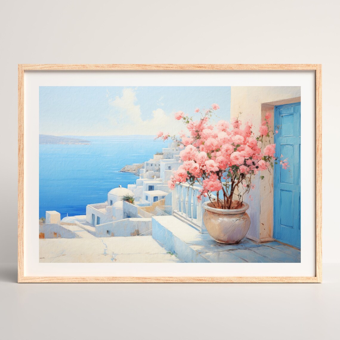 Santorini Vintage Greece Travel Poster, Pastel Aesthetic - Image 2