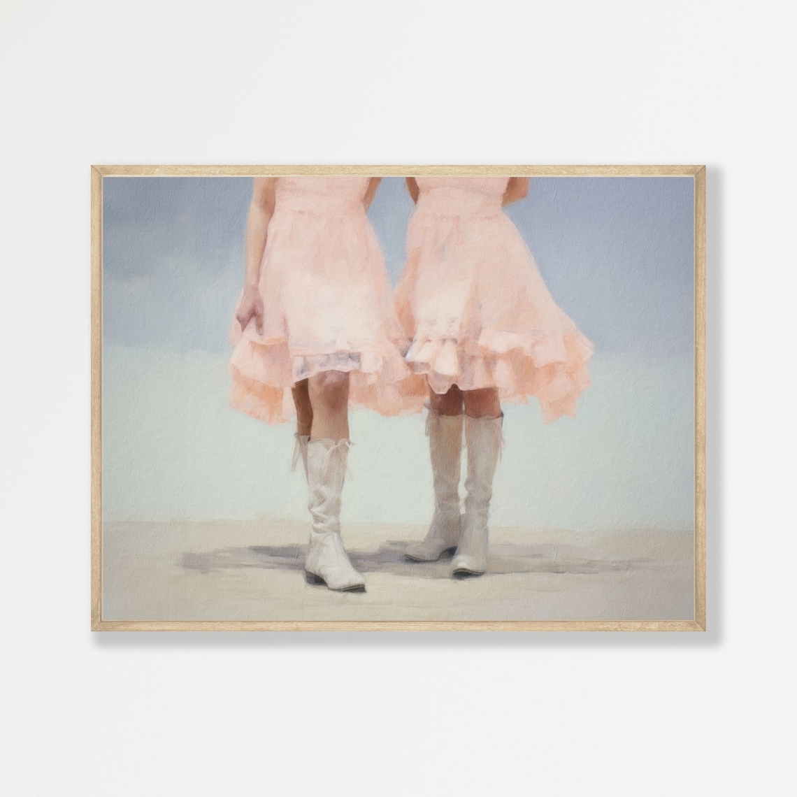 Western Girls Art Print, Retro Cowgirl Boots Decor