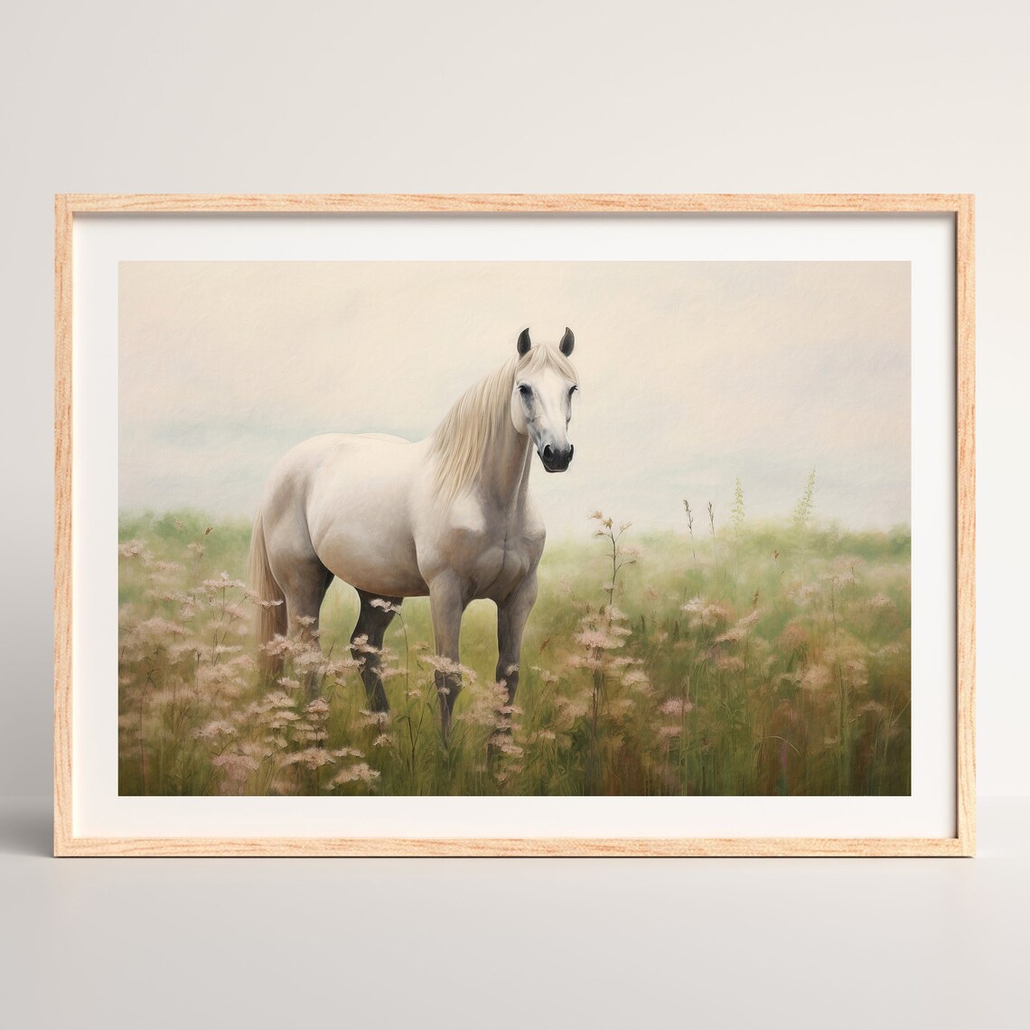 White Horse Countryside Vintage Art Print, Farmhouse - Image 2