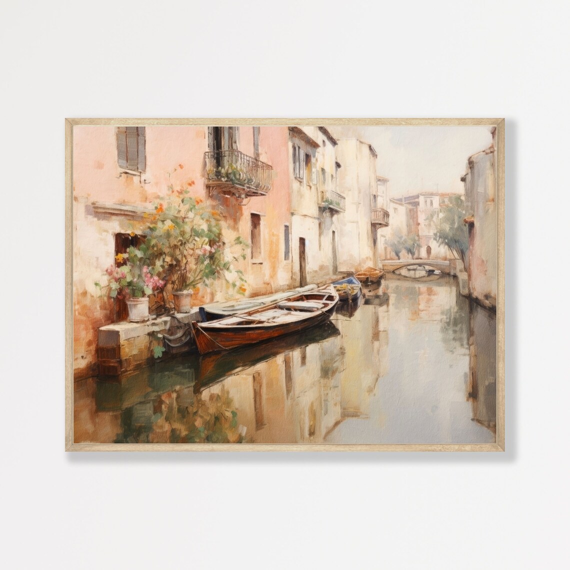 Venice Canal Retro Italian Art Print, European Decor
