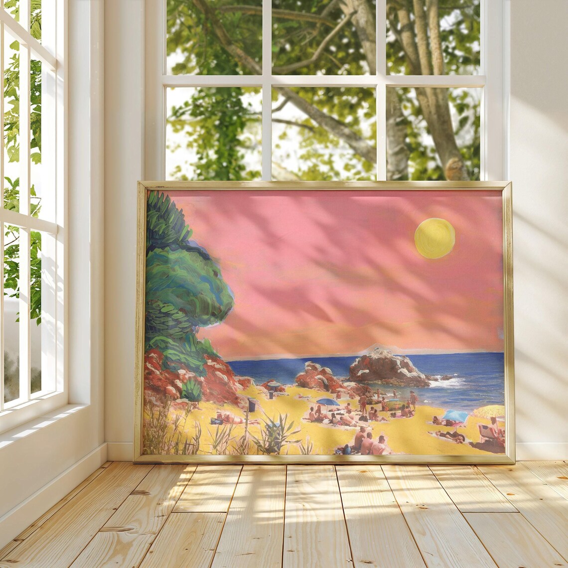 Vintage Spain Beach Travel Poster, Mid-Century Coastal
