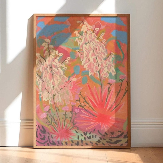 Retro Yucca Art Print, Vintage Desert Decor