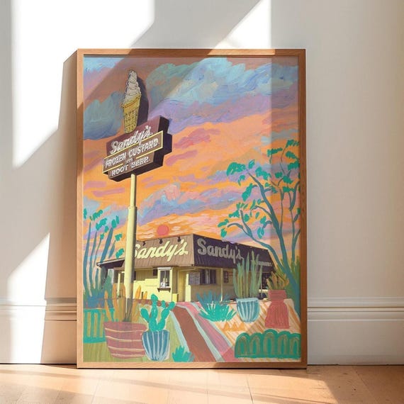 Sandys Austin Texas Retro Sunset Travel Poster