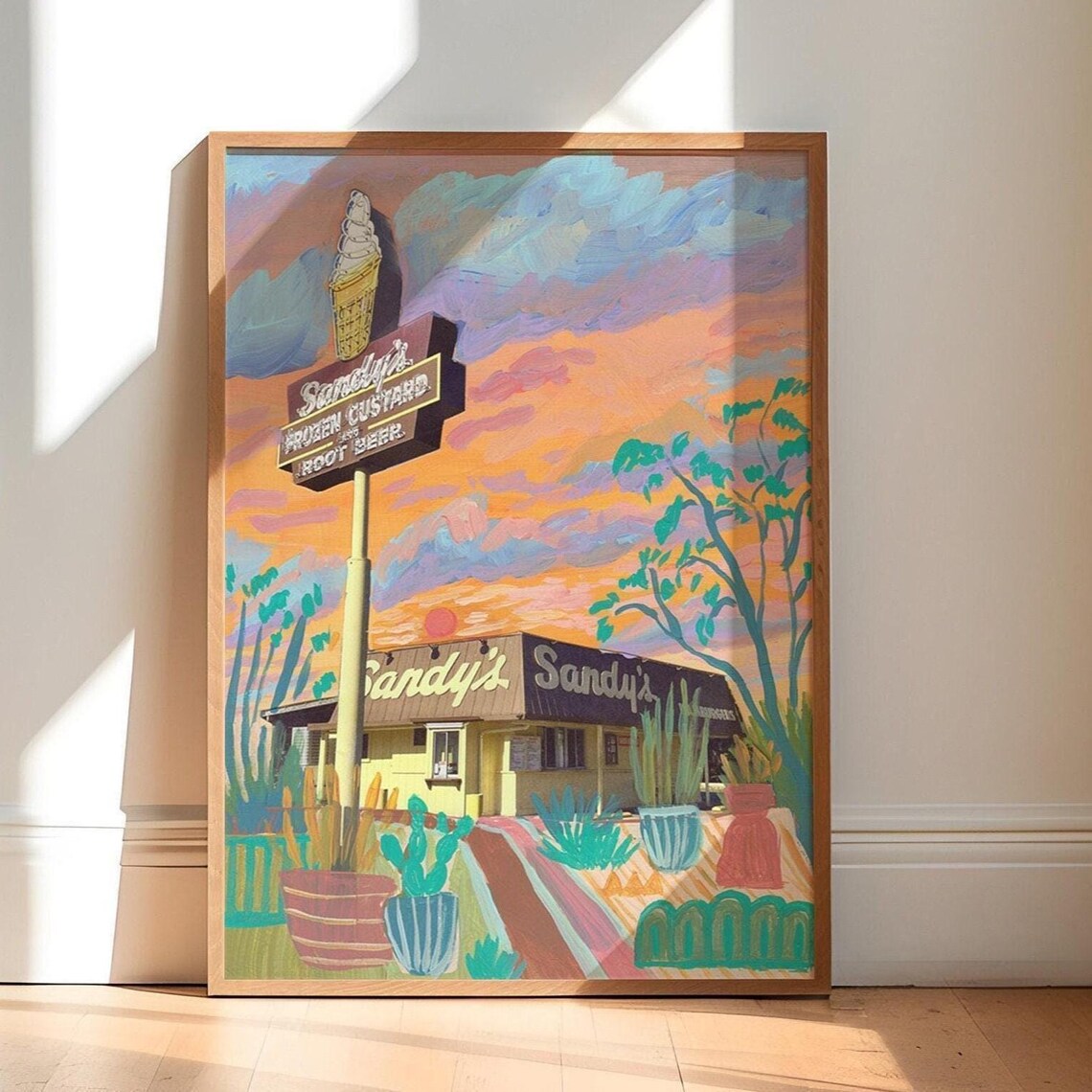 Sandys Austin Texas Retro Sunset Travel Poster