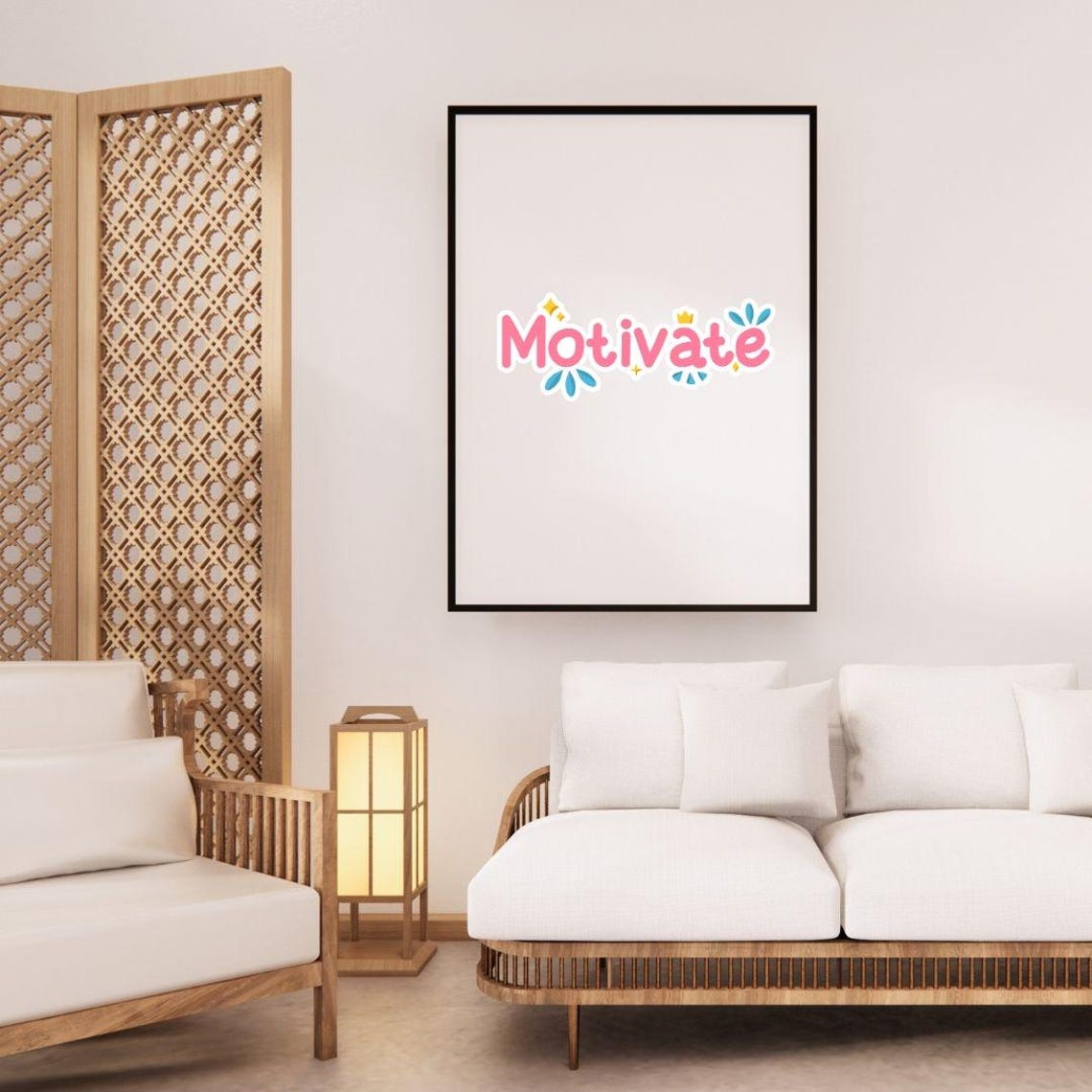 Motivate Pink Retro Sticker Inspirational Word Poster For Office - Image 2