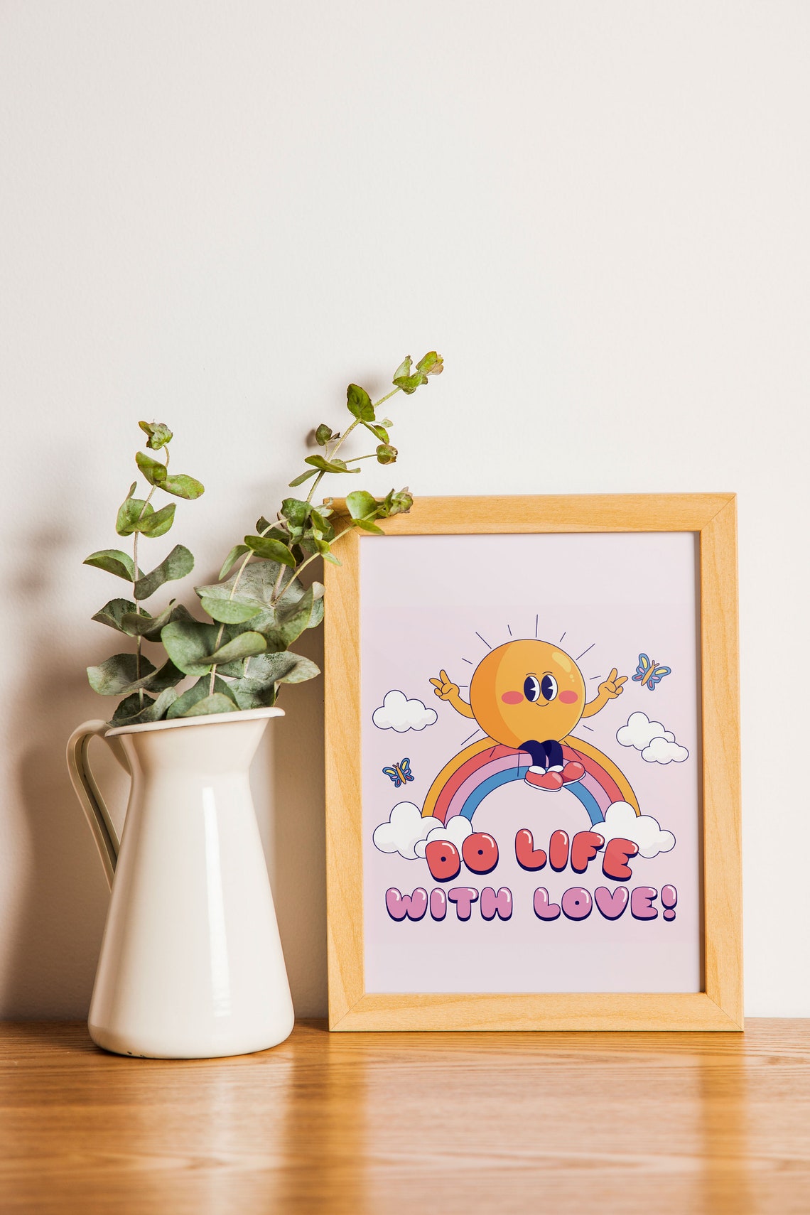 Do Life With Love Retro Sun Rainbow Cartoon Quote Wall Poster - Image 2