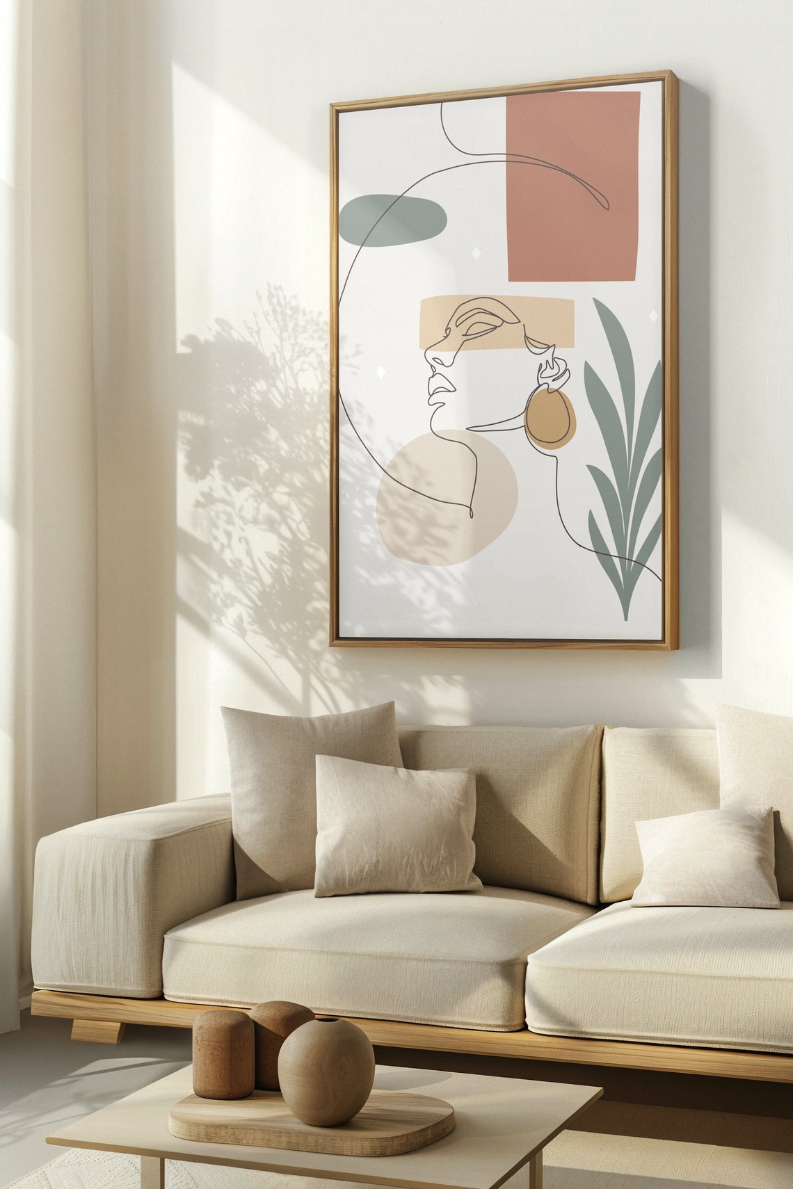Woman Profile Line Art Terracotta Shapes Modern Boho Chic Print - Image 2