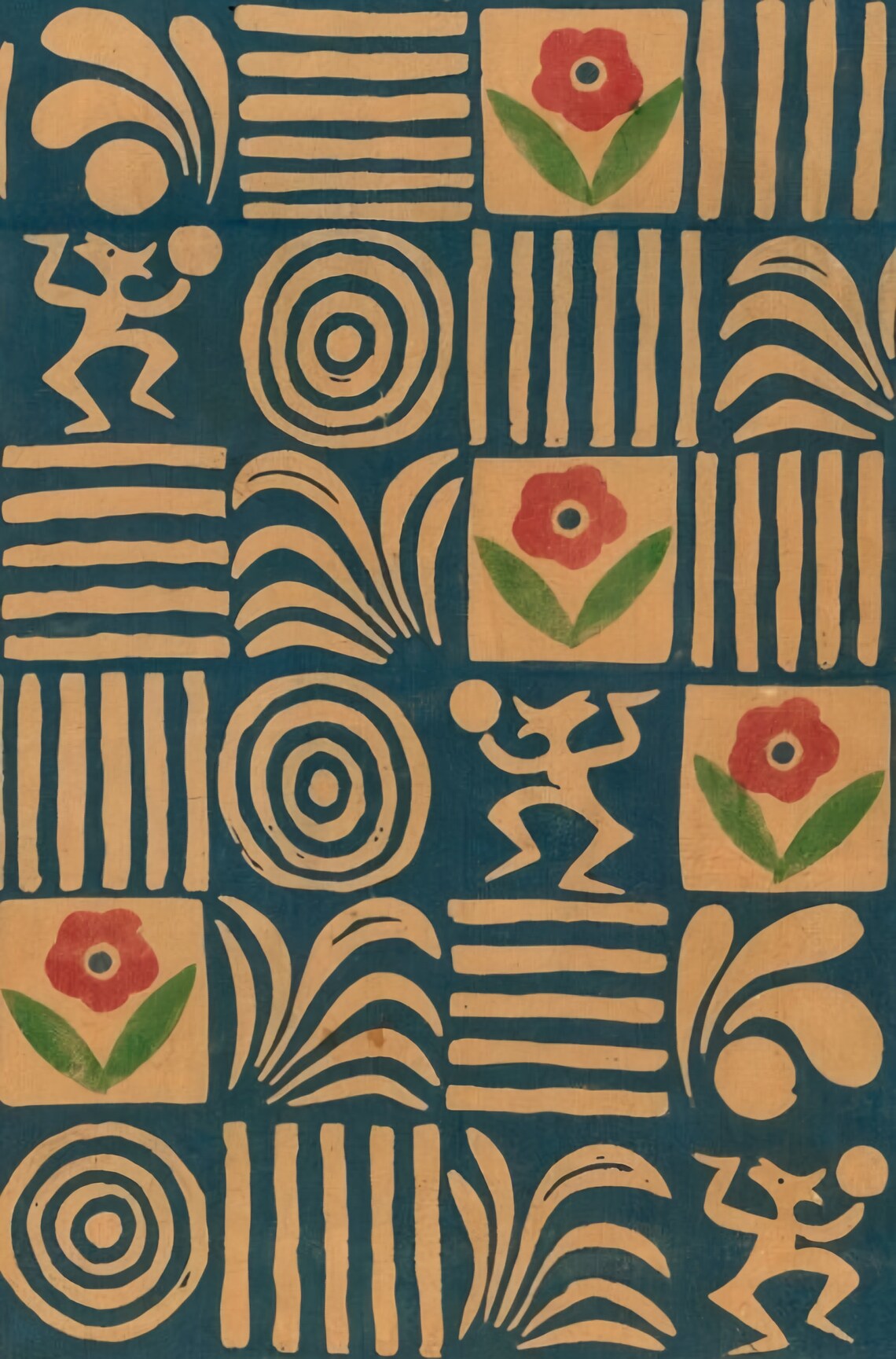 Vintage Textile Pattern Poster, Abstract Wall Art - Image 2
