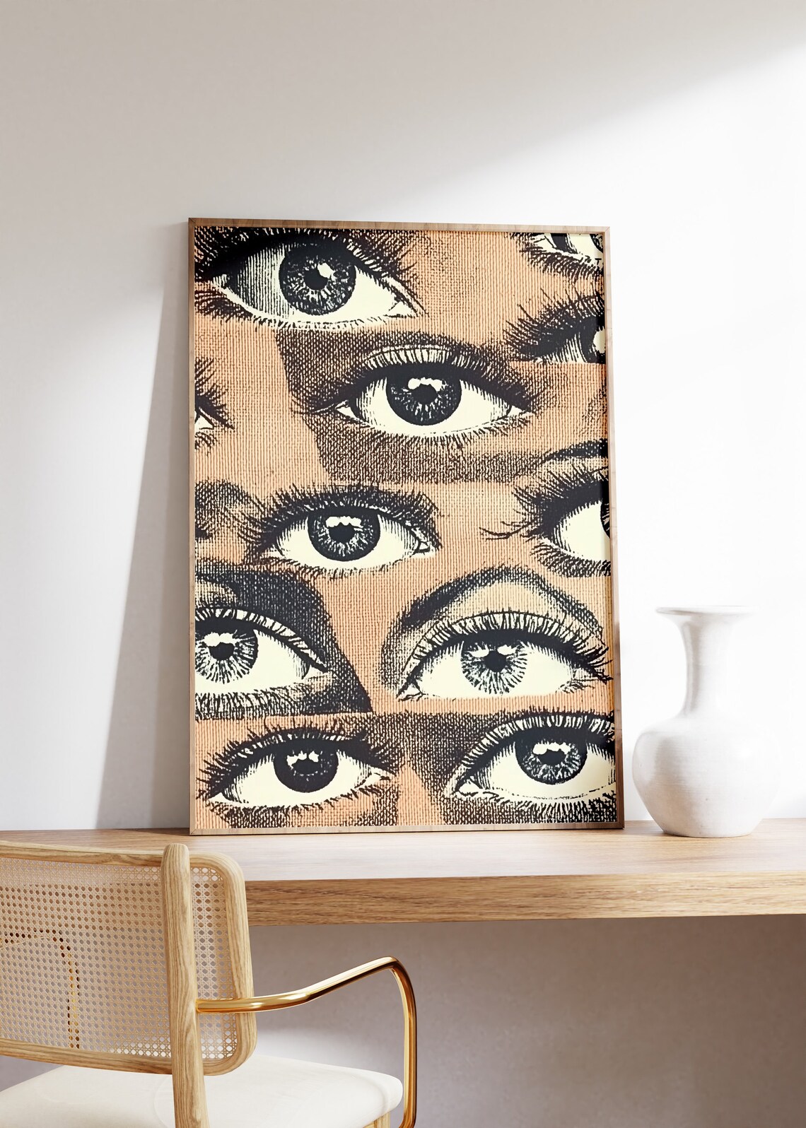 Vintage Pop Art Eyes Collage Retro Halftone Beauty Salon Poster - Image 4