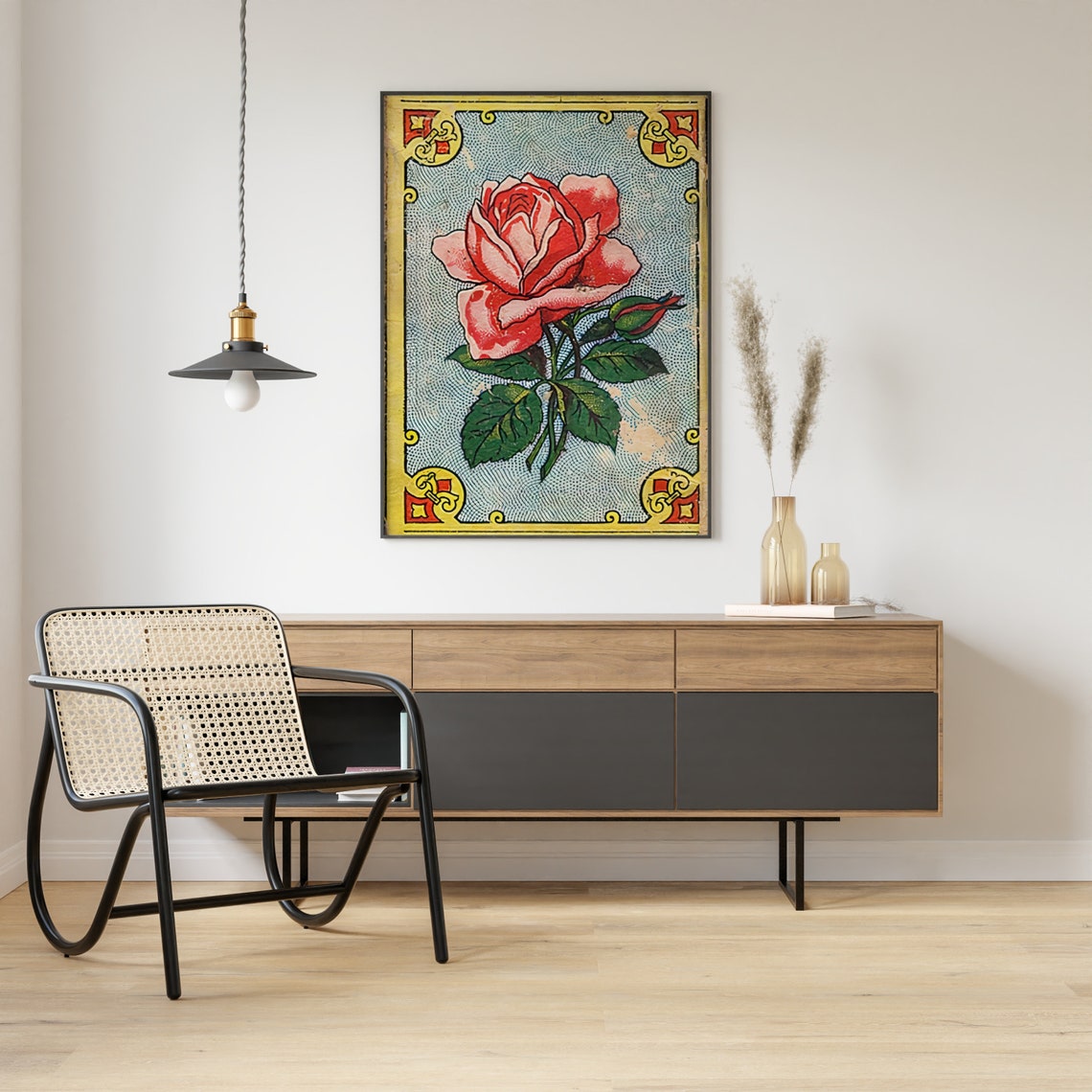 Vintage Rose Art Deco Poster, Floral Wall Art - Image 3
