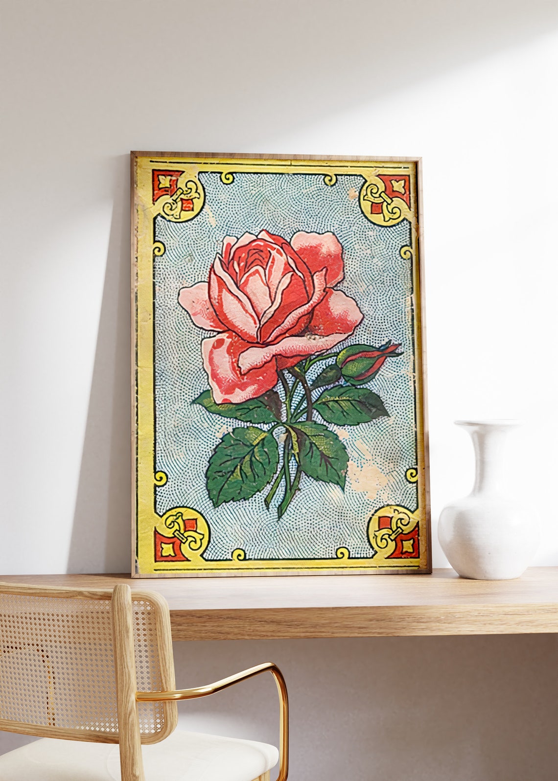 Vintage Rose Art Deco Poster, Floral Wall Art - Image 4