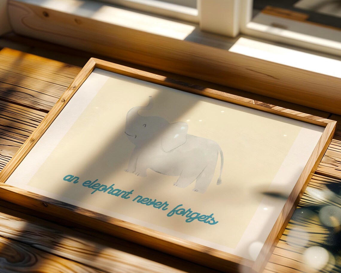 An Elephant Never Forgets, Nursery Animal Art Print - Image 2