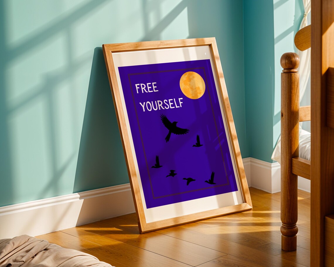 Free Yourself Birds Flying Poster, Motivational Quote - Image 2