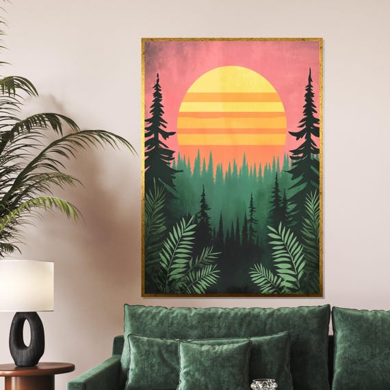 Forest Sunset Nature Wall Art Sunset Landscape Print Wall Art Design Ready To Hang Decorative Wall Dcor