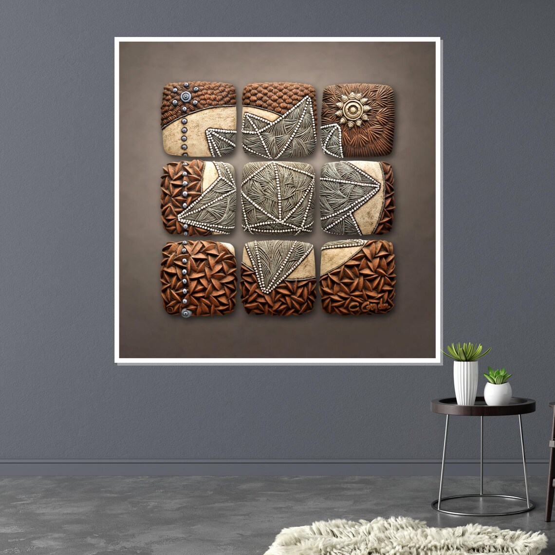 Geometric Texture Wall Art Tribal Pattern Ethnic Design Wall Art Design Ready To Hang Decoration Modern Home Decor - Image 3