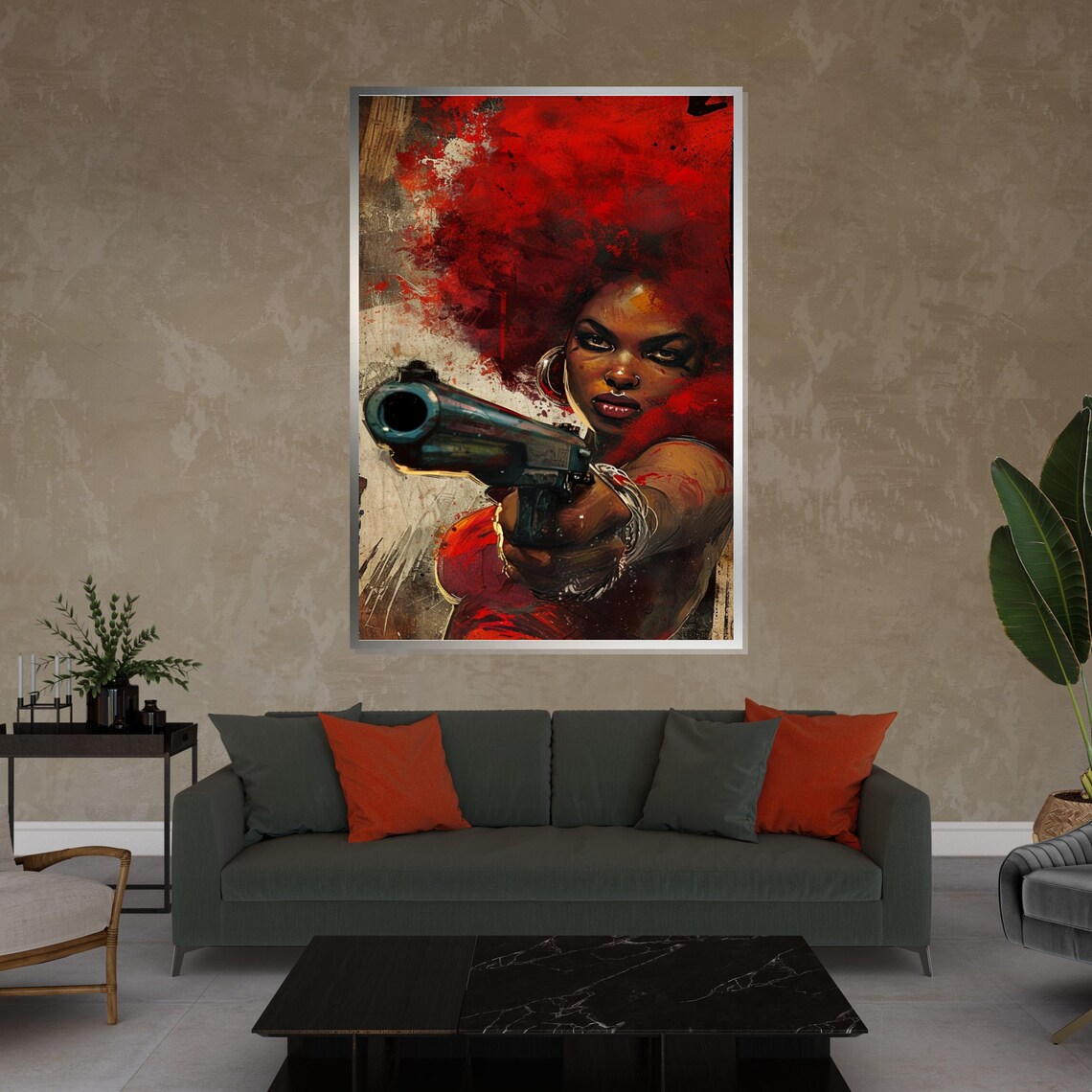 Fierce Woman Red Hair Gun Urban Pop Art Bold Style Art Poster - Image 4