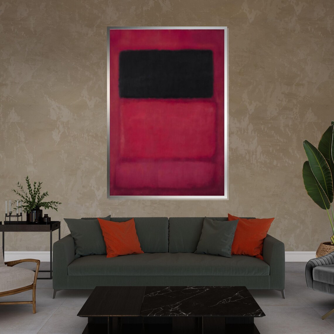 Black and Red Color Field Abstract Minimalist Painting Poster - Image 4