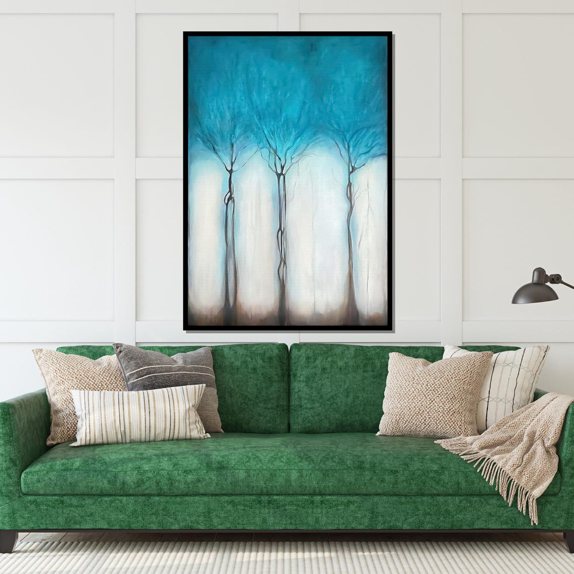 Blue Tranquil Trees Abstract Forest Art Nature Wall Art Tree Silhouette Print Wall Art Design Ready To Hang Decoration - Image 5