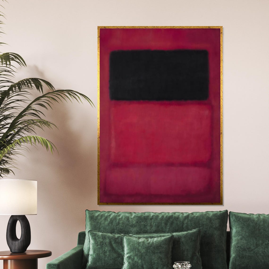 Black and Red Color Field Abstract Minimalist Painting Poster
