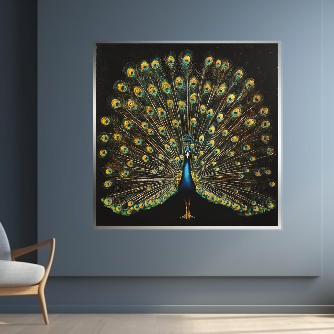 Majestic Peacock Full Feather Fan Elegant Bird Decorative Poster - Image 4