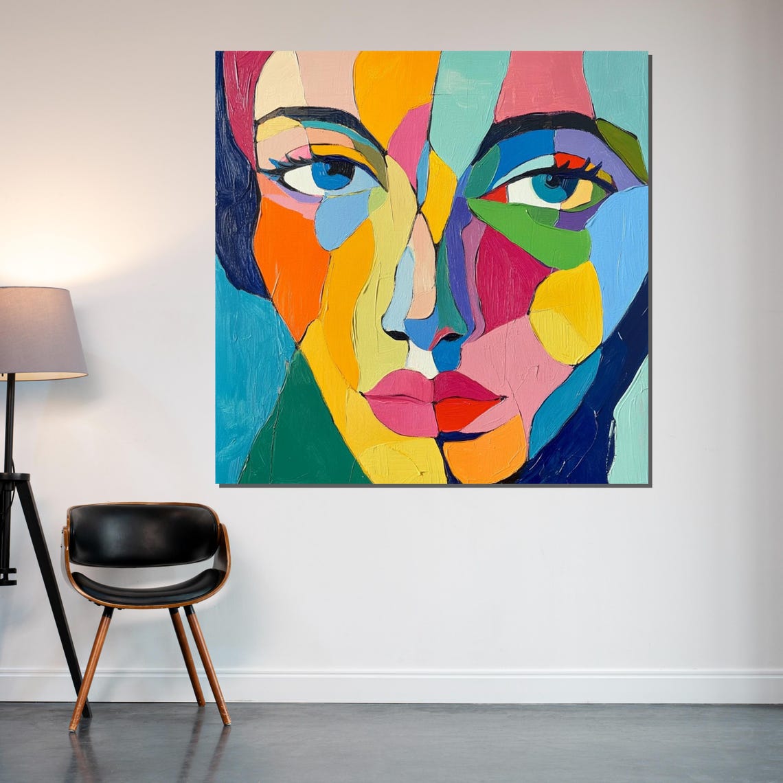 Pop Art Multicolor Woman Face Fragmented Portrait Decorative Poster - Image 2