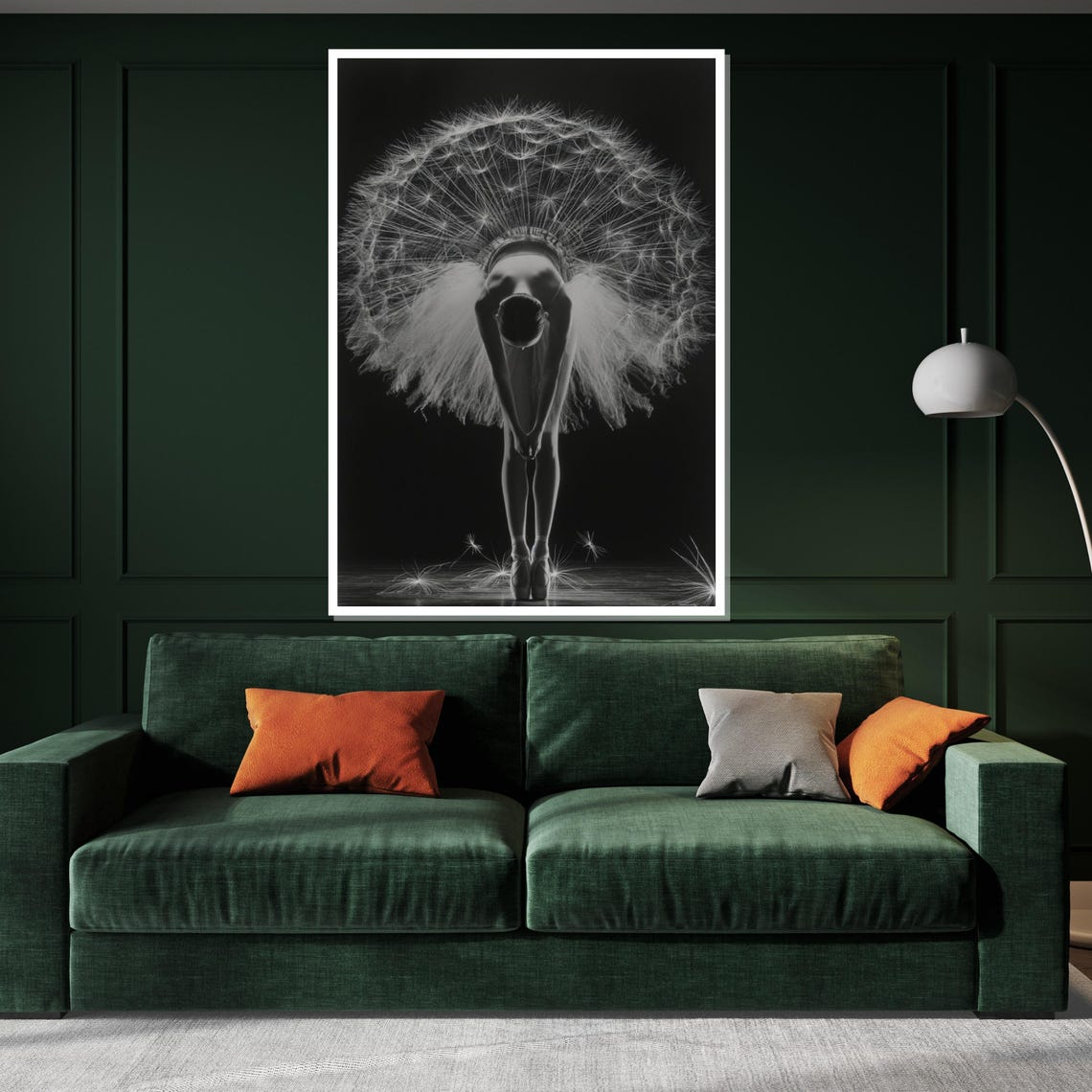 Ballerina Deep Bow Giant Dandelion Bloom Surreal Dance Poster - Image 3