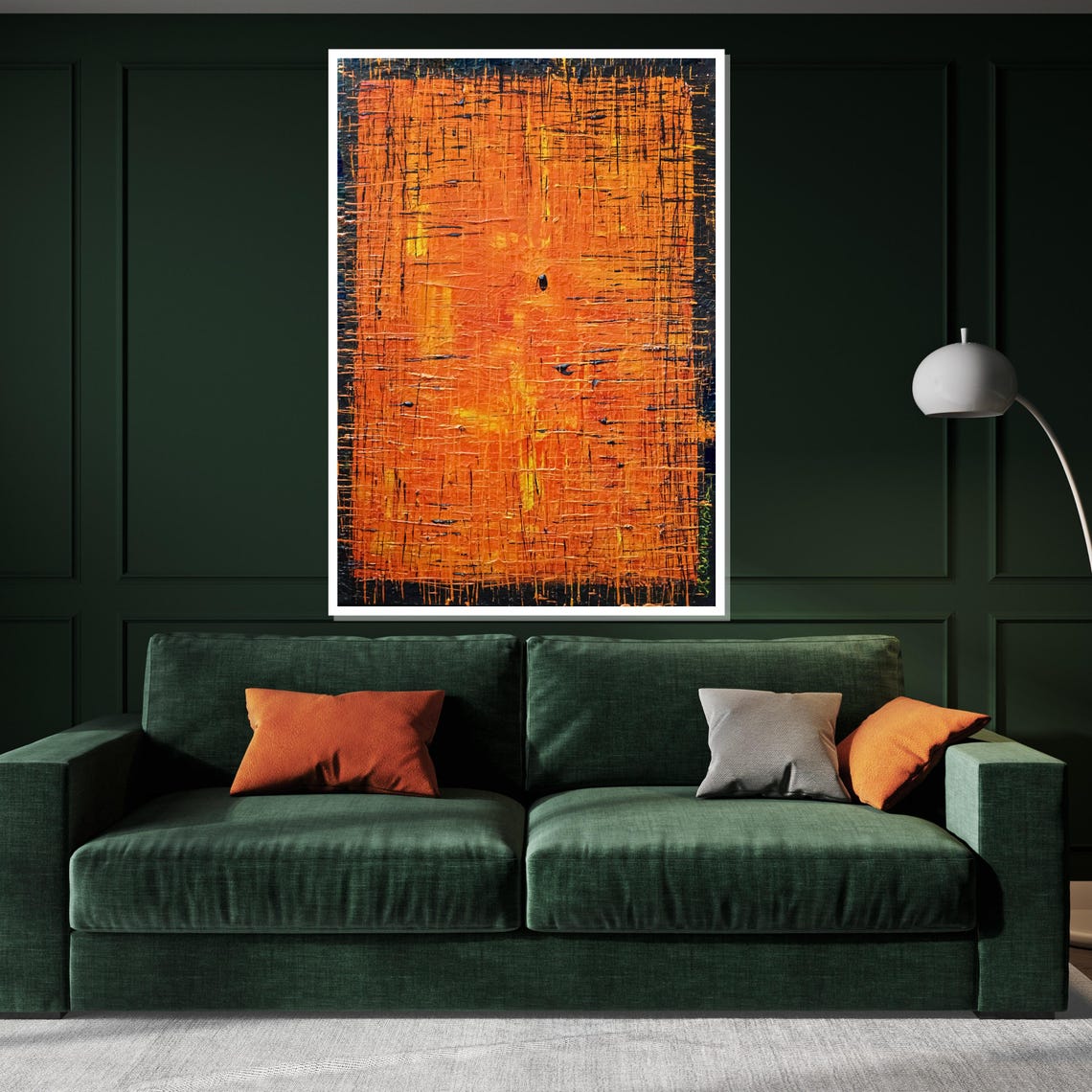 Burnt Orange Textured Crosshatch Bold Modern Abstract Poster - Image 3