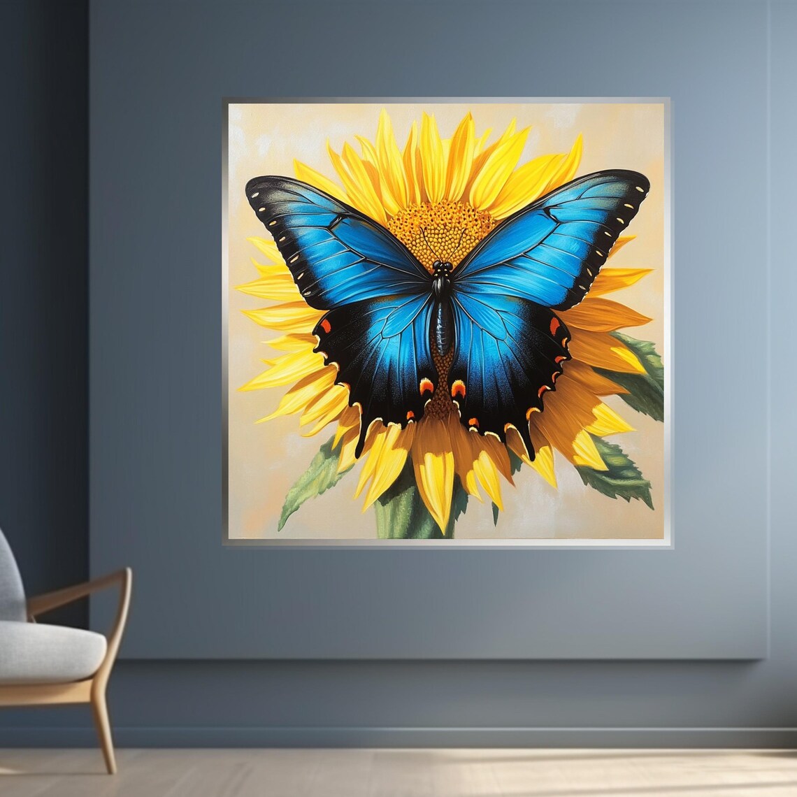 Blue Swallowtail Butterfly On Sunflower Nature Insect Art Poster - Image 4