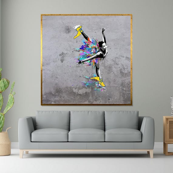 Colorful Ballerina Dance Art Multicolor Splatter Ballet Wall Art Design Ready To Hang Decoration