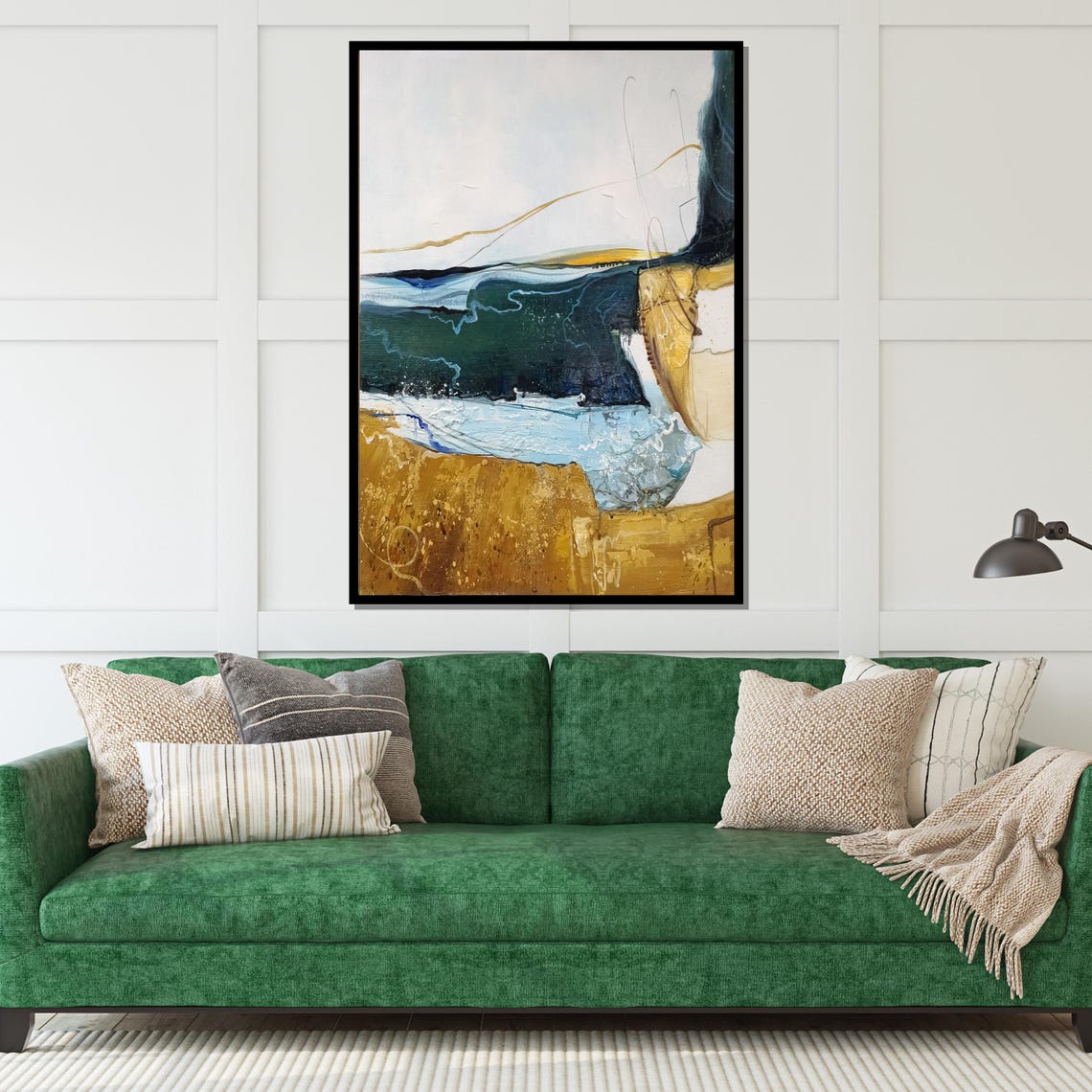Ocean Cliff Abstract Gold Coast Blue Wave Texture Art Poster - Image 4