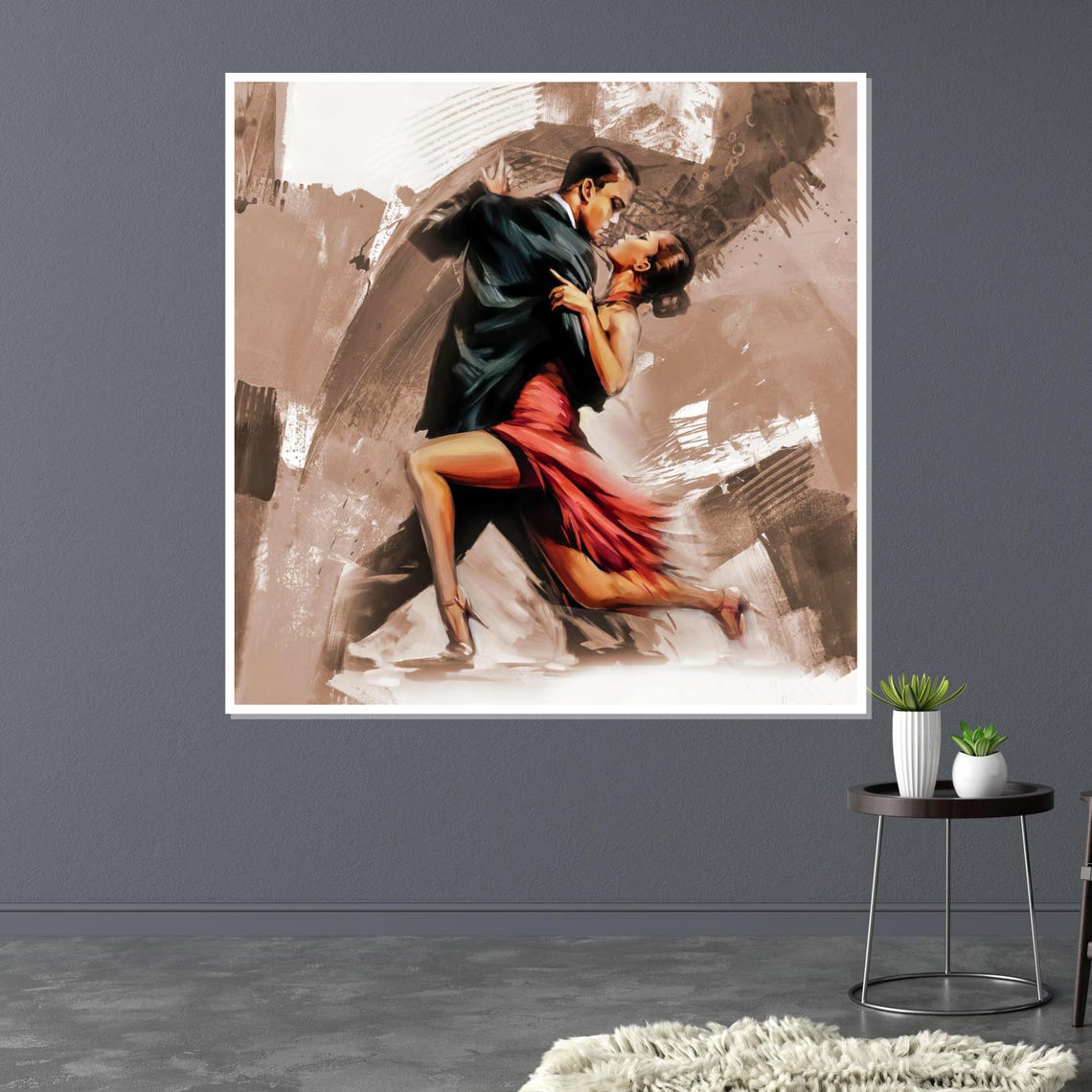Passionate Tango Dancers Romantic Red Dress Dance Painting Poster - Image 3