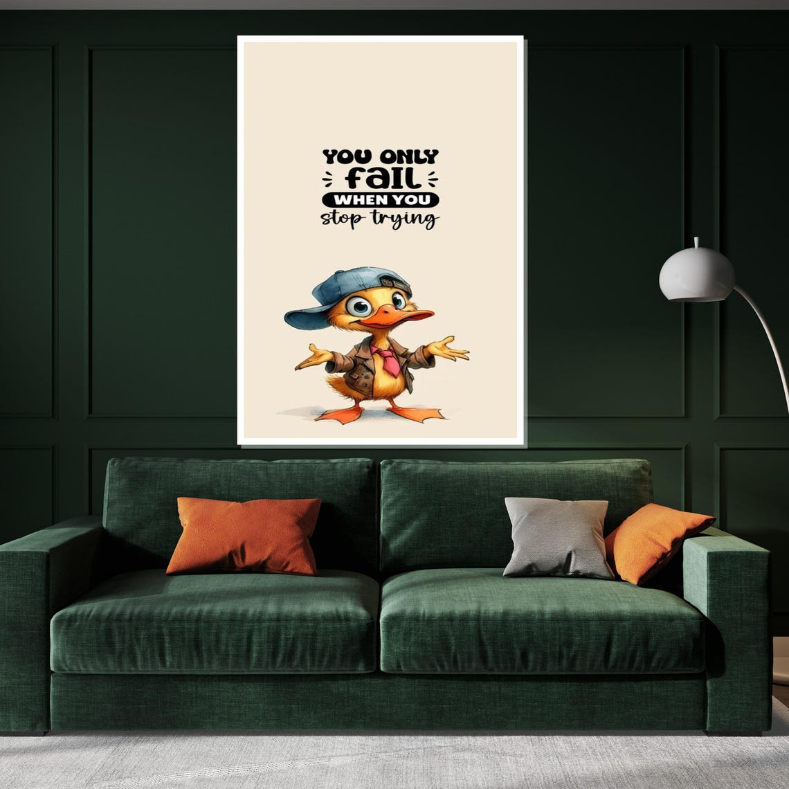 You Only Fail When You Stop Trying Cute Duck Motivational Poster - Image 2
