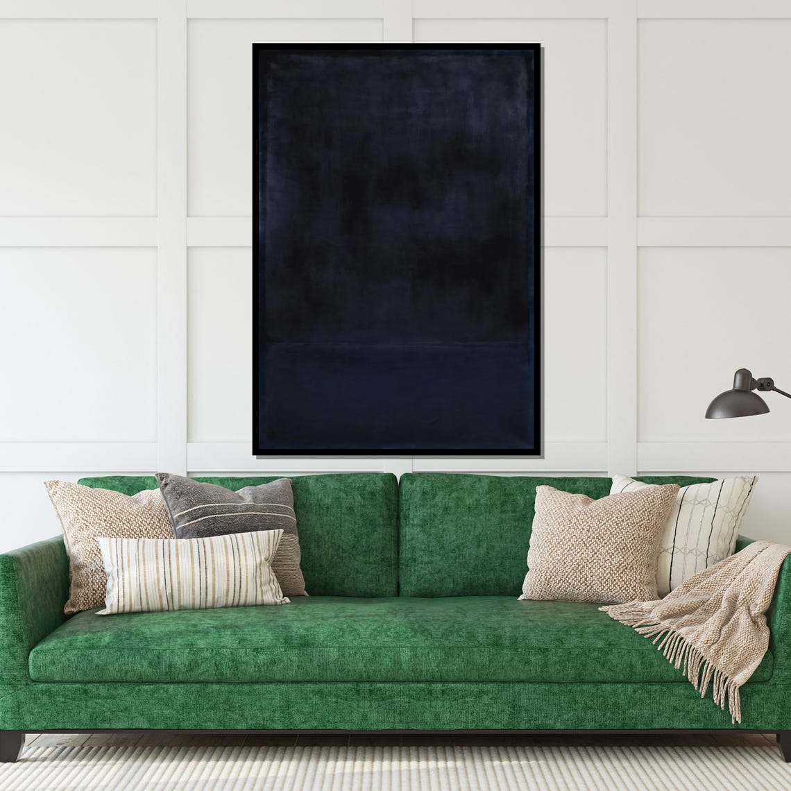 Dark Navy Blue Monochrome Abstract Painting Moody Art Poster - Image 5