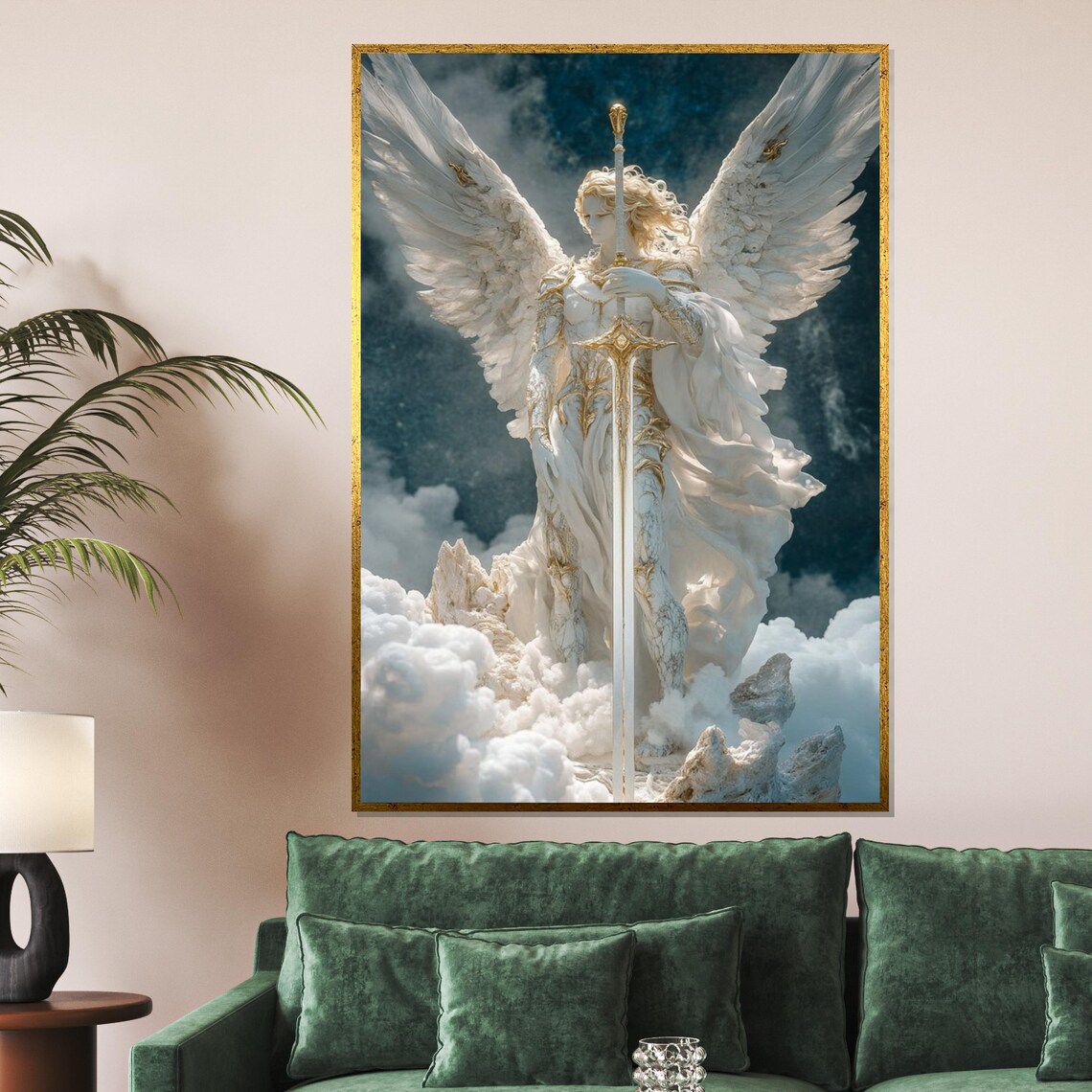 Archangel With Sword Statue, Celestial Warrior Angel
