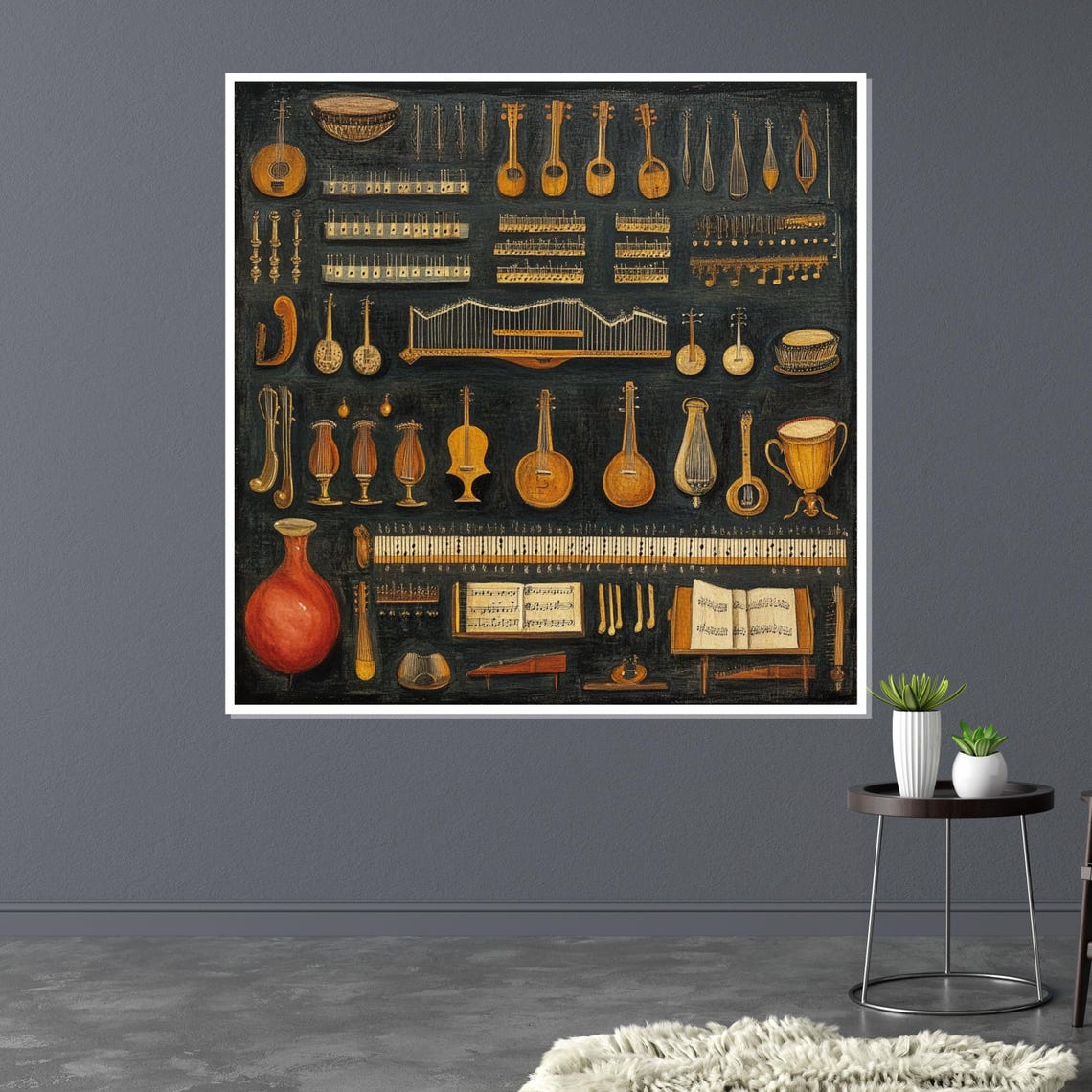 Antique Musical Instruments Chart Vintage Engraving Style Poster - Image 3