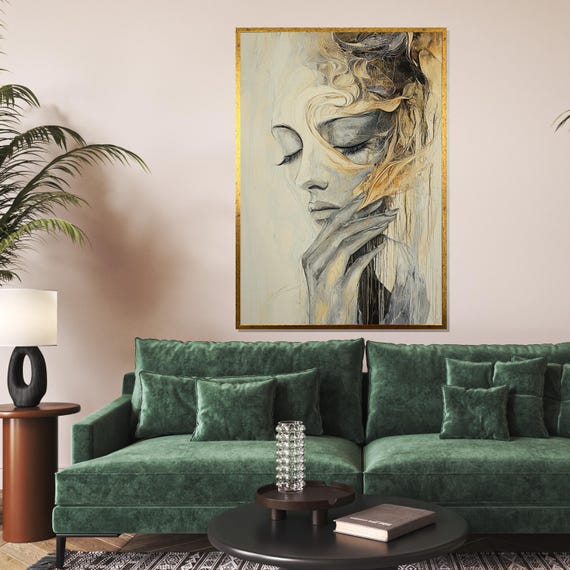 Abstract Woman Art Ethereal Face Emotional Portrait Art Wall Art Design Ready To Hang Decoration