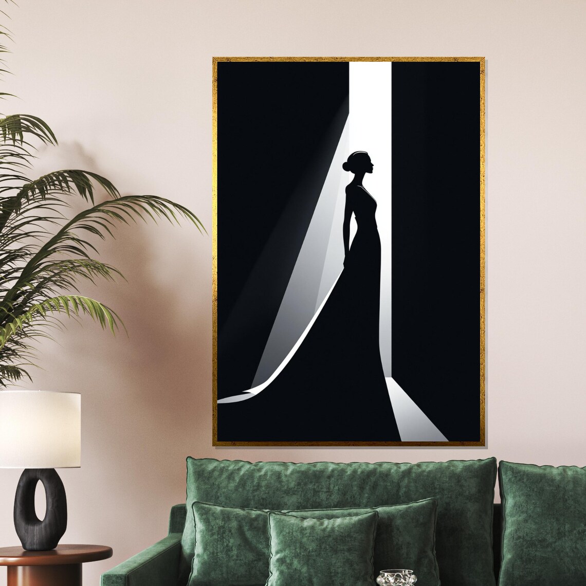 Graceful Silhouette Woman In Gown Standing In Doorway Of Light Poster - Image 5