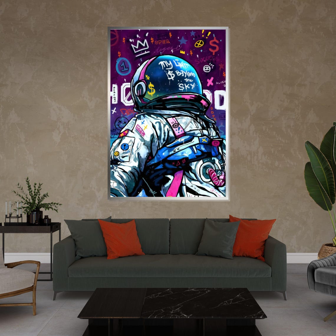 Graffiti Astronaut My Limit Is Beyond The Sky Urban Space Art Poster - Image 3