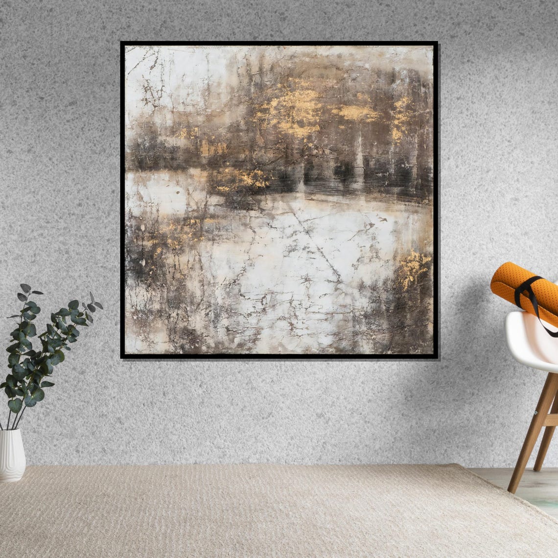 White Gold Marble Texture Neutral Elegant Stone Vein Wall Art - Image 5