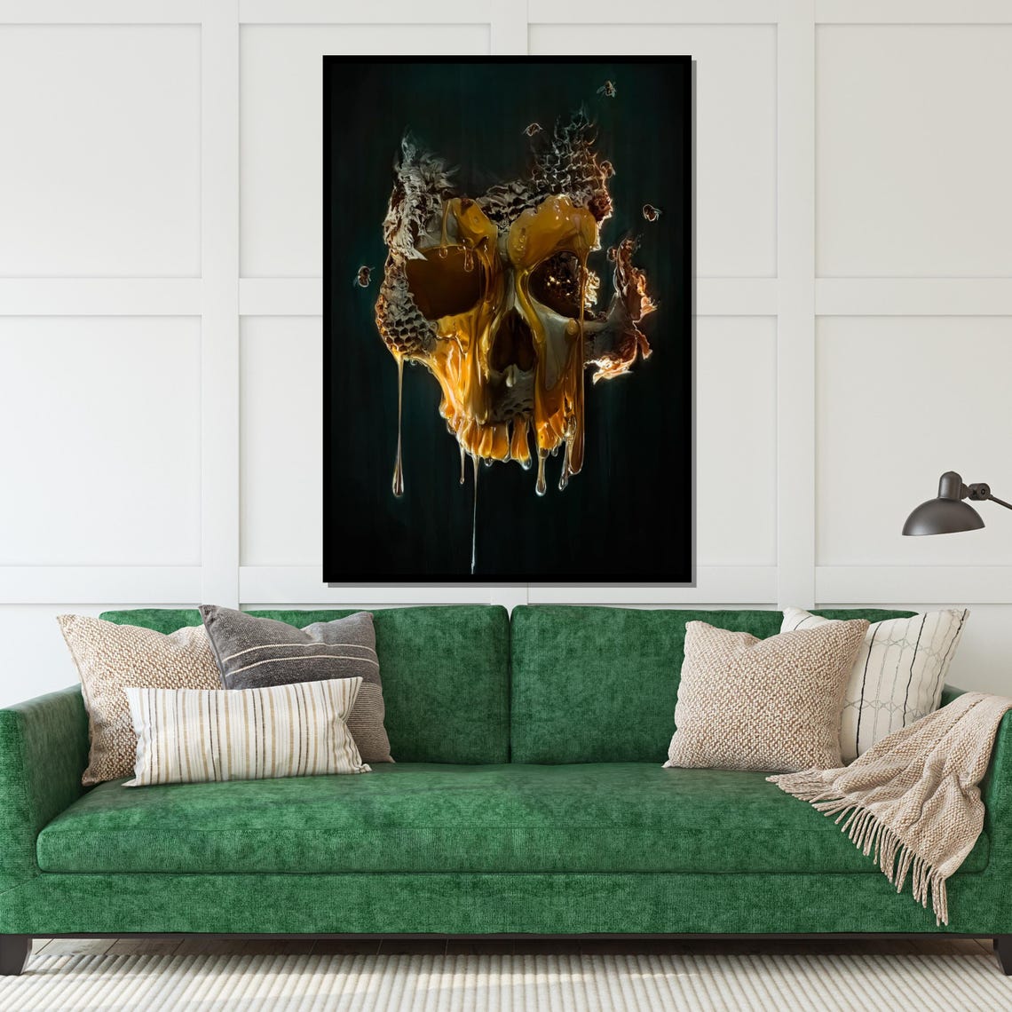 Melting Skull Dripping With Golden Honey Dark Surreal Art Poster - Image 5