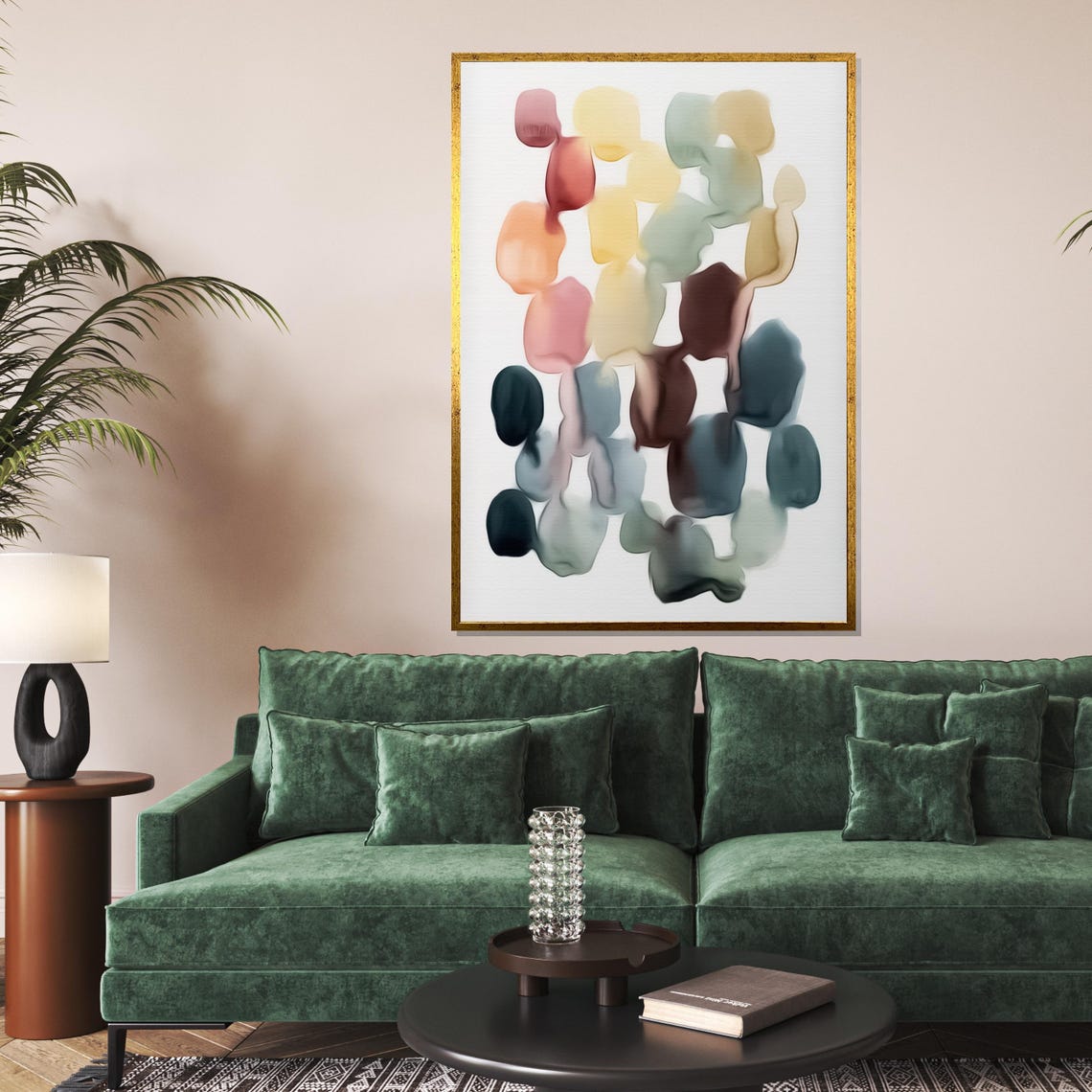Soft Pastel Watercolor Blobs Abstract Gentle Color Wash Print