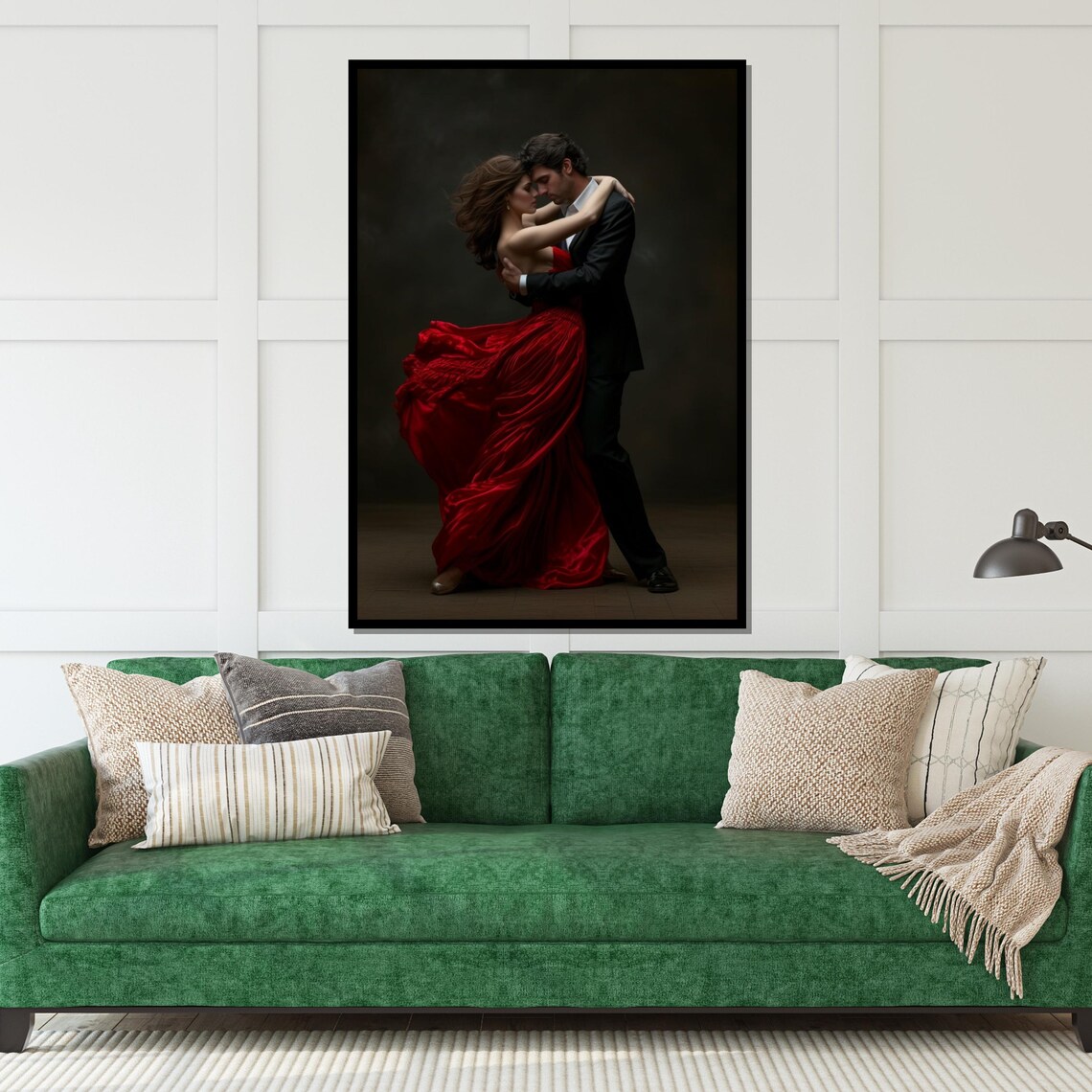 Dancing Couple in Red Gown Romantic Ballroom Dance Art Poster - Image 5