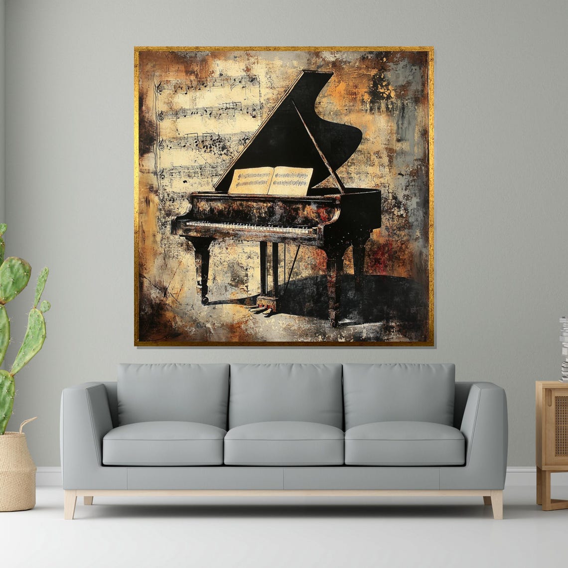 Vintage Grand Piano Sheet Music Sepia Elegant Classical Art Poster