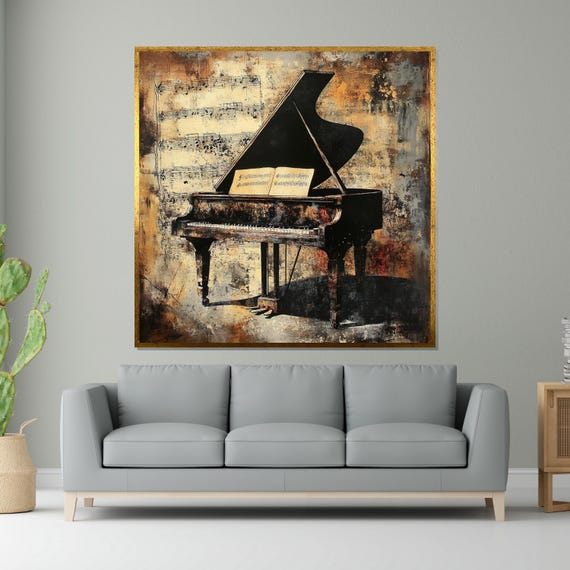 Vintage Piano Classical Music Wall Art Grand Piano Poster Music Sheet Design Wall Art Ready To Hang Decoration