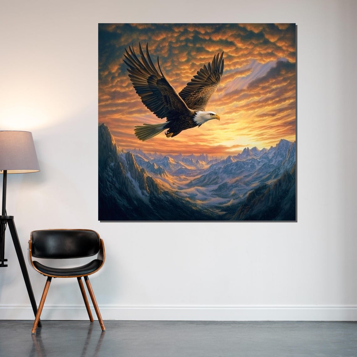 Bald Eagle Soaring Mountain Sunset Majestic Raptor Art Poster - Image 2